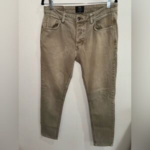 Neuw Lou Slim button fly men's jeans in a khaki. Size 33/32